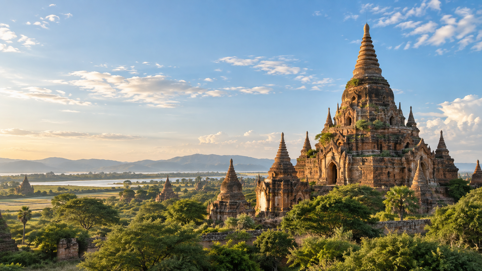 Original temple landscape created for LearnBridge Myanmar